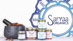 Sarvaa Klaviyo-Banner image of jarred food with logo Sarvaa Organics