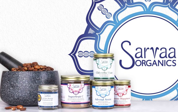 image of jarred food with logo Sarvaa Organics